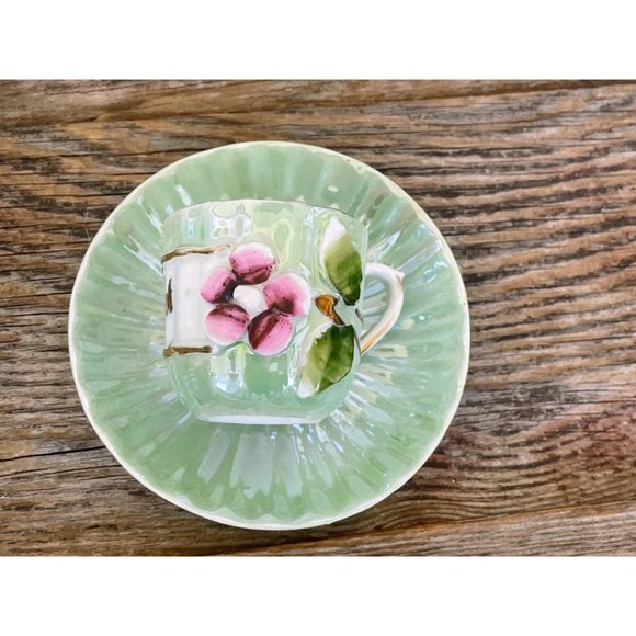 Antique German Porcelain Forget me not Demitasse Cup and Saucer - Picture 4 of 10